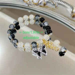 Sparkling Chic Butterfly Bracelet for Women Black